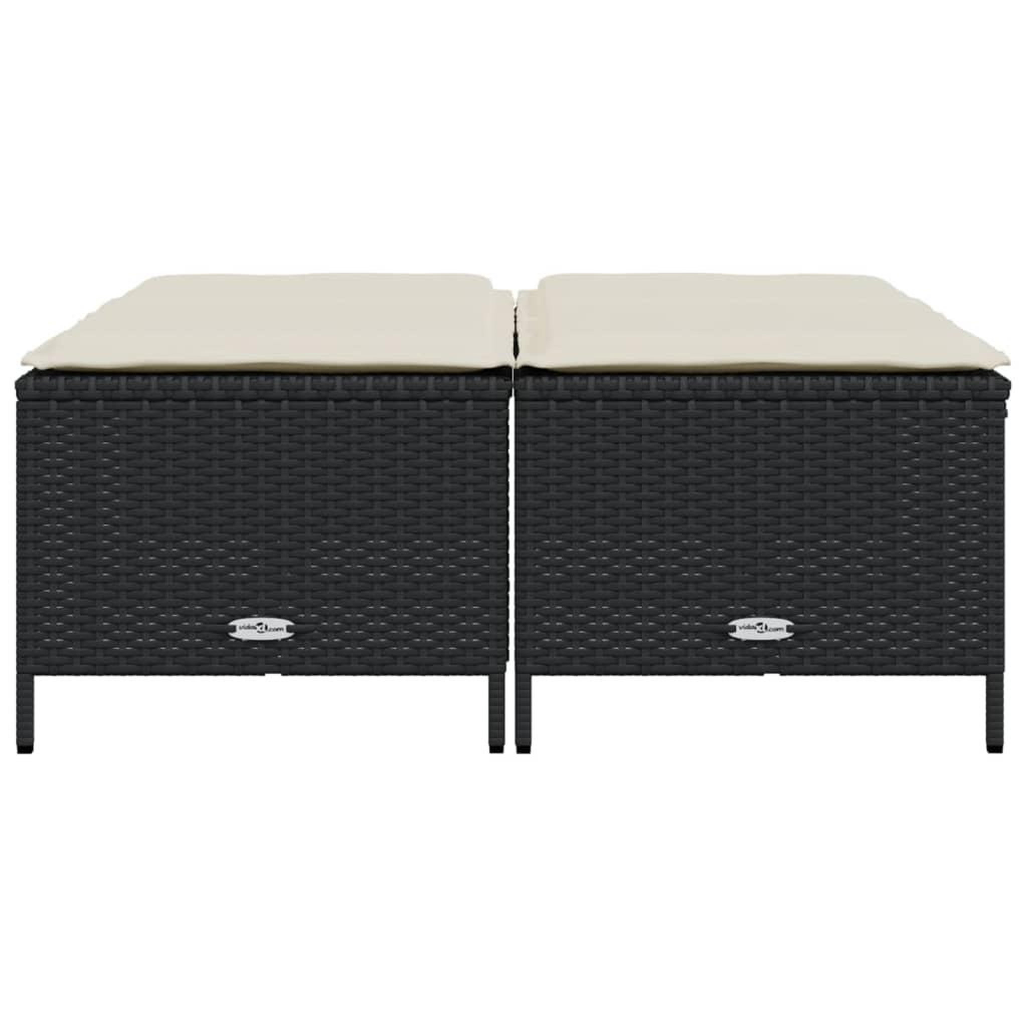 Voir la diapositive 3 : VIDAXL Tabourets de jardin avec coussins lot de 4 noir resine tressee