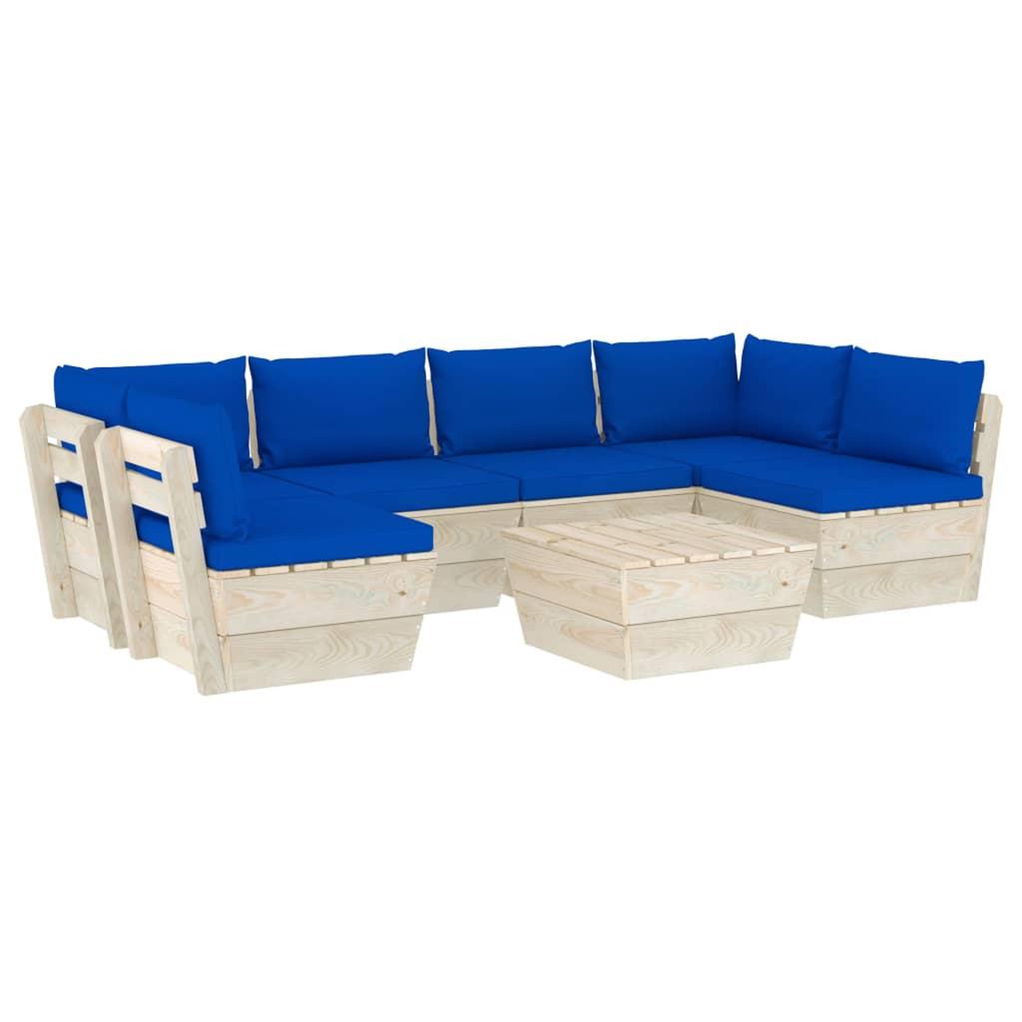 Voir la diapositive 2 : VIDAXL Salon de jardin palette 7 pcs avec coussins bois d'epicea