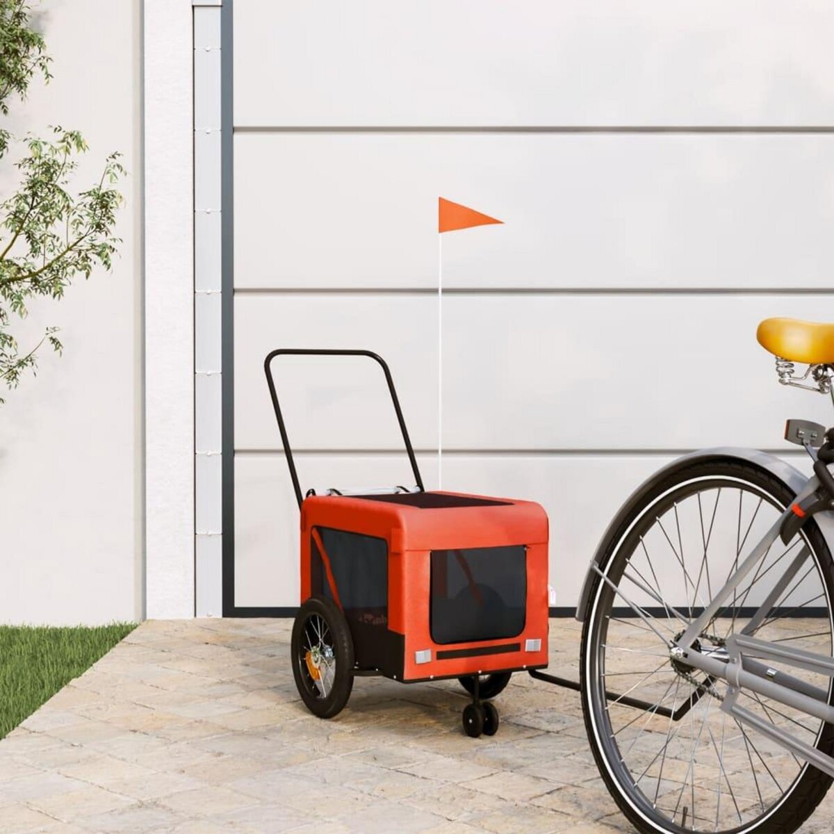 VIDAXL Remorque de velo pour animaux de compagnie orange et noir