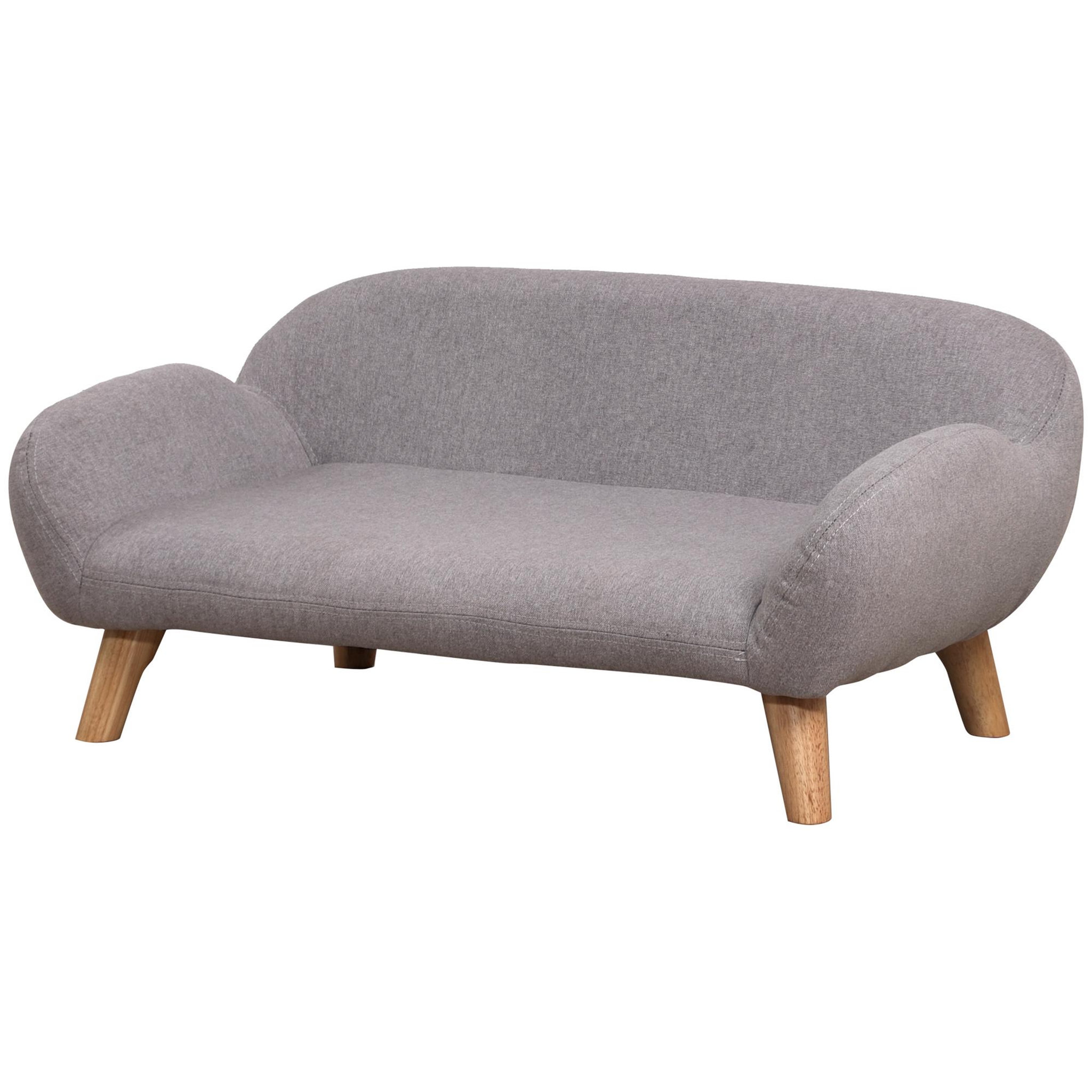PAWHUT Canapé chien lit pour chien design scandinave déhoussable dim. 72l x 44l x 31h cm pieds bois tissu polyester gris