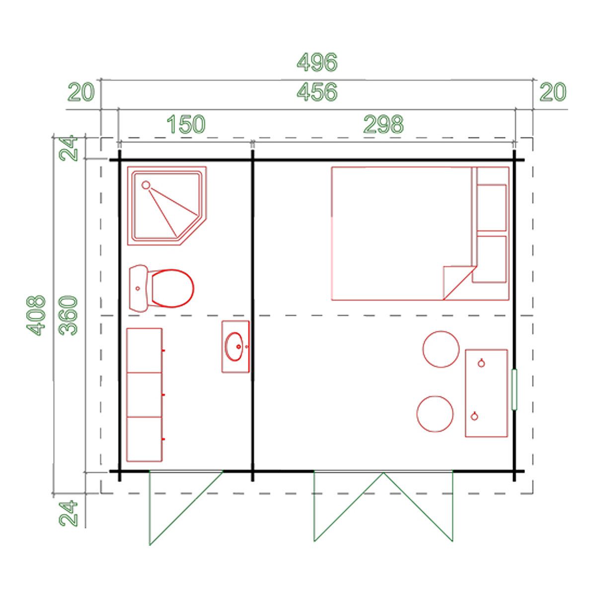 Abri de jardin bois CARROZ / 16.00m² / 28mm