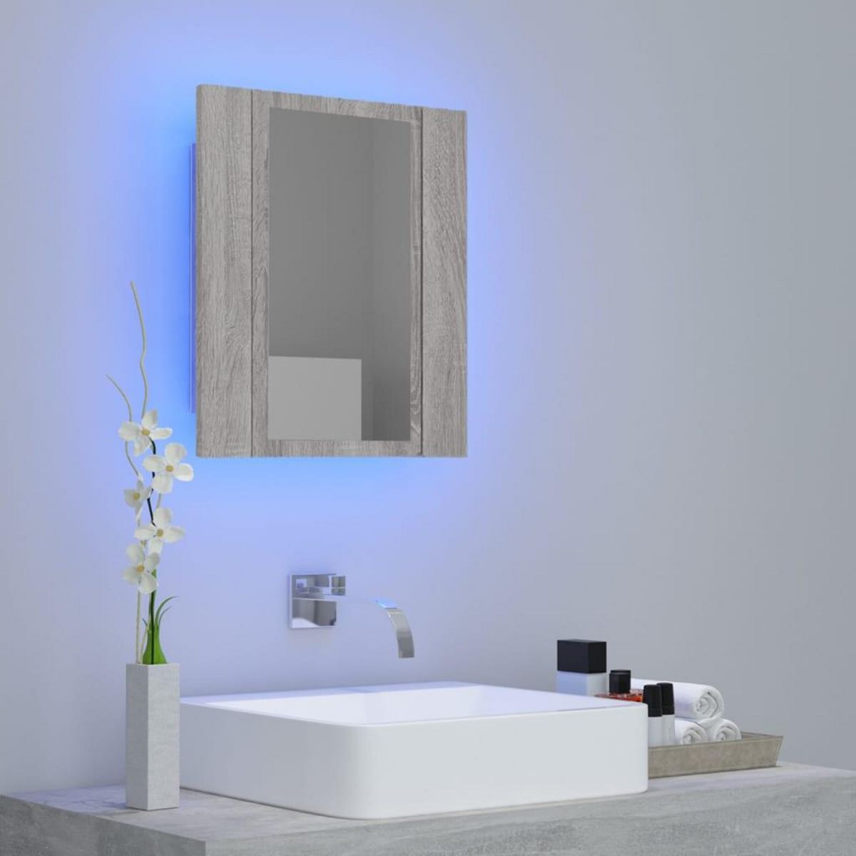 VIDAXL Armoire a miroir LED de salle de bain sonoma gris 40x12x45 cm