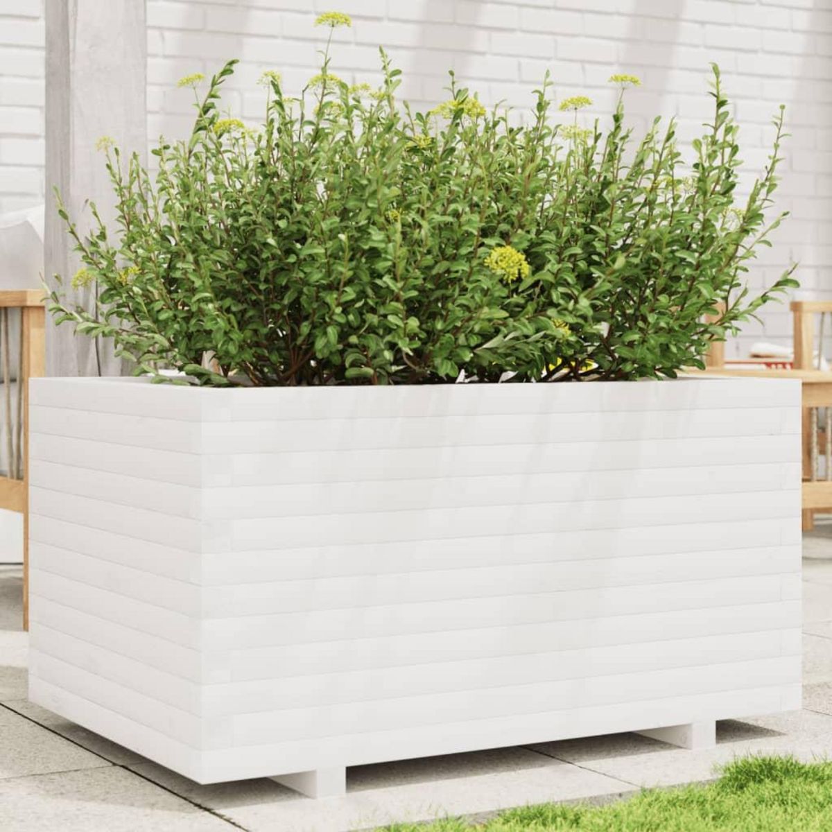 VIDAXL Jardiniere blanc 90x60x49,5 cm bois de pin massif