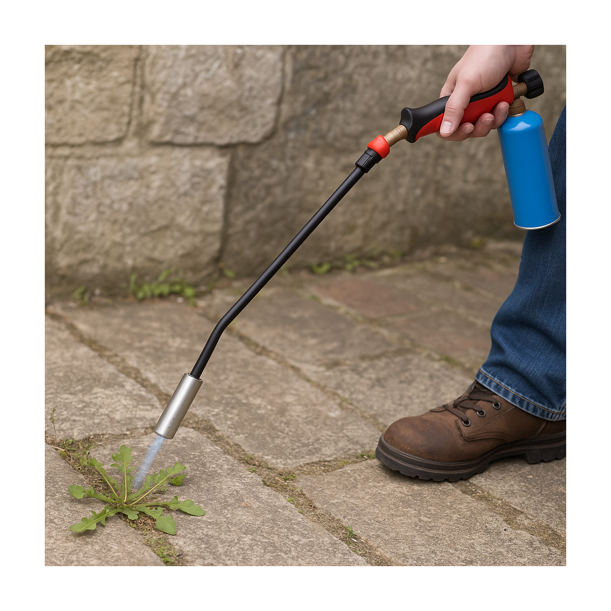 INTEC Désherbeur Thermique Gaz Piezo + 4 Cartouches gaz 330gr - Bruleur Mauvaises Herbes, Allumage Barbecue INTEC