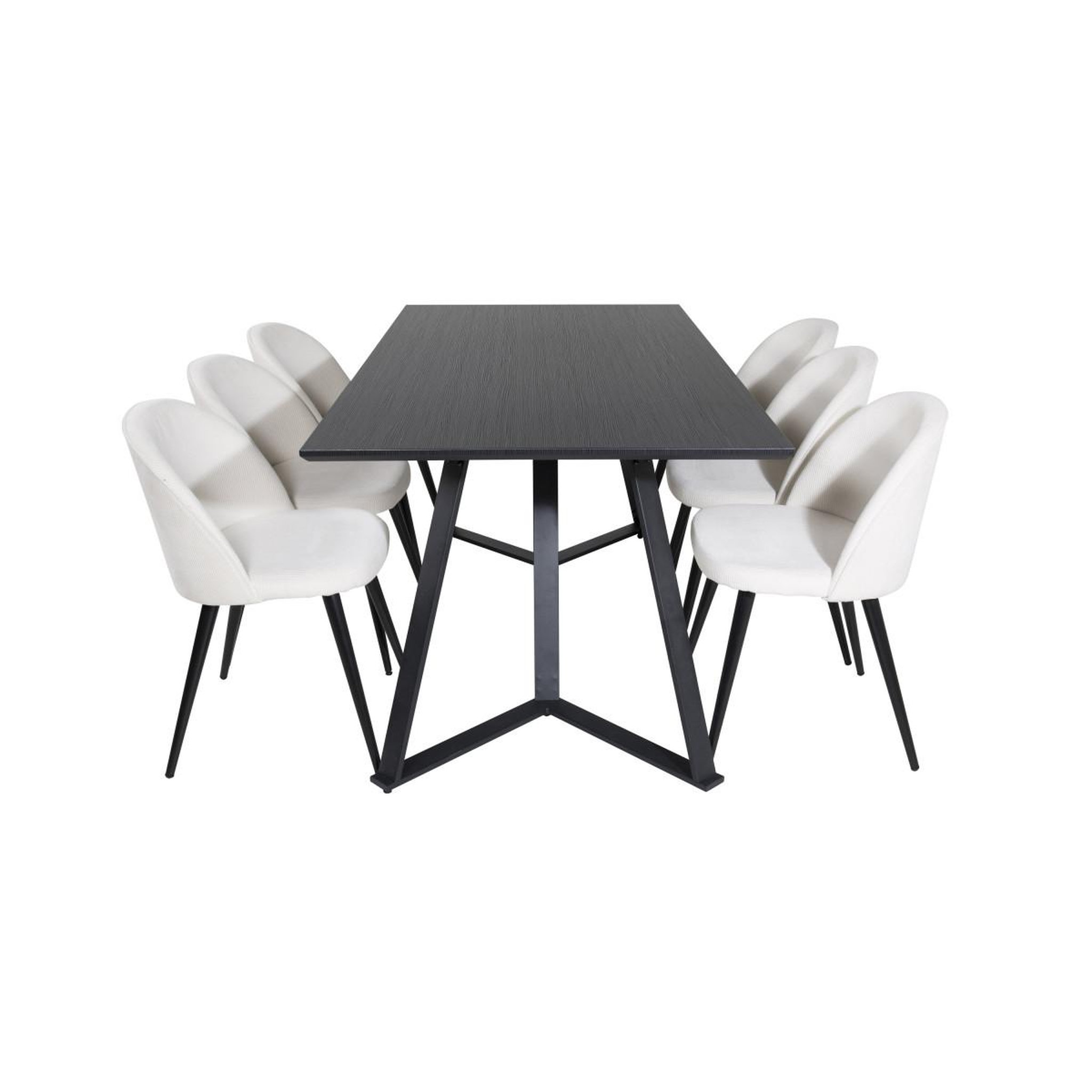 Voir la diapositive 2 : Paris Prix Ensemble table à manger & 6 chaises  marina & corduroy  180cm noir & crème