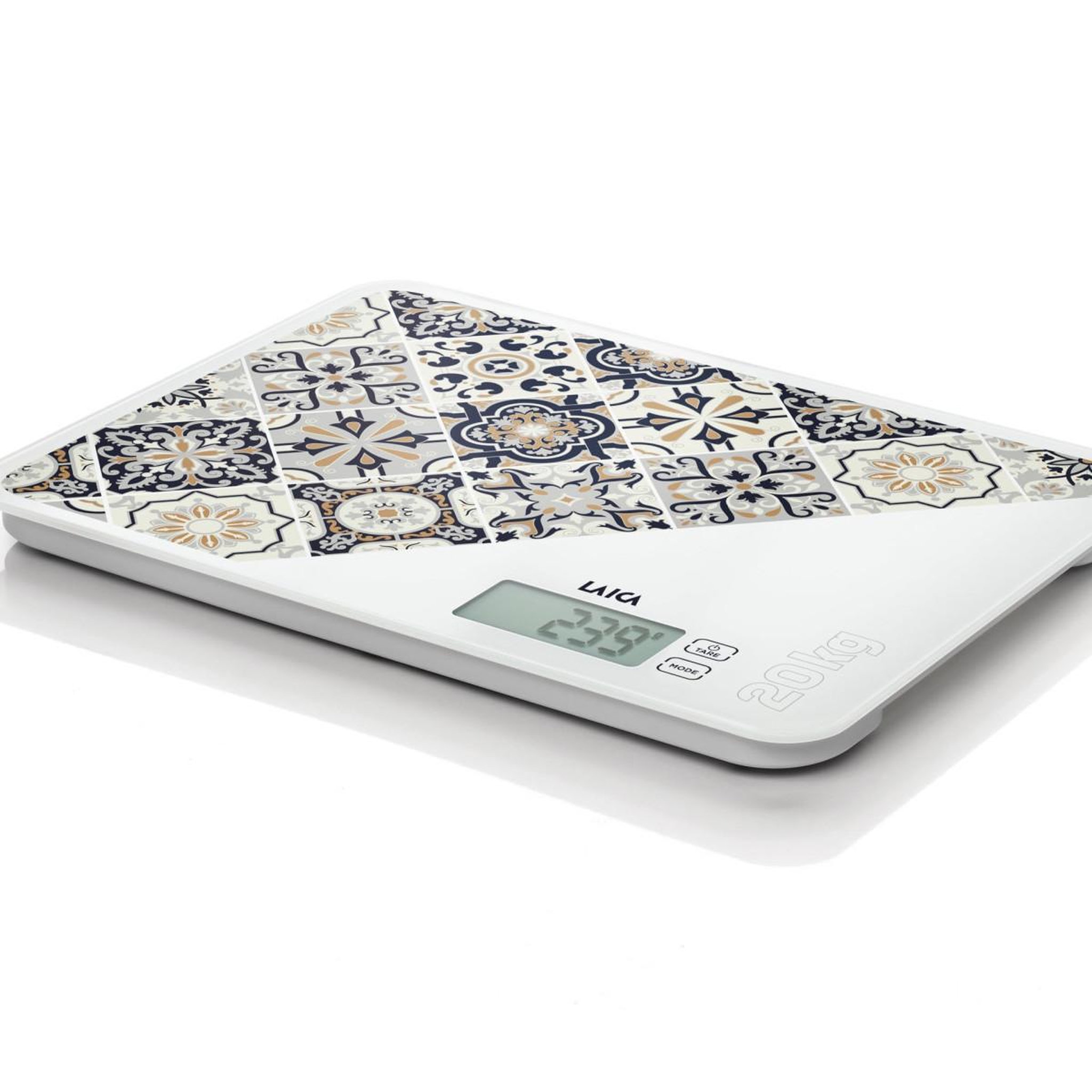 LAICA Laica KS5021N Balance de Cuisine Électronique Maiolique Beige - Verre Trempé - Affichage LCD - Fonction Tare - 5 Kg / 1 G