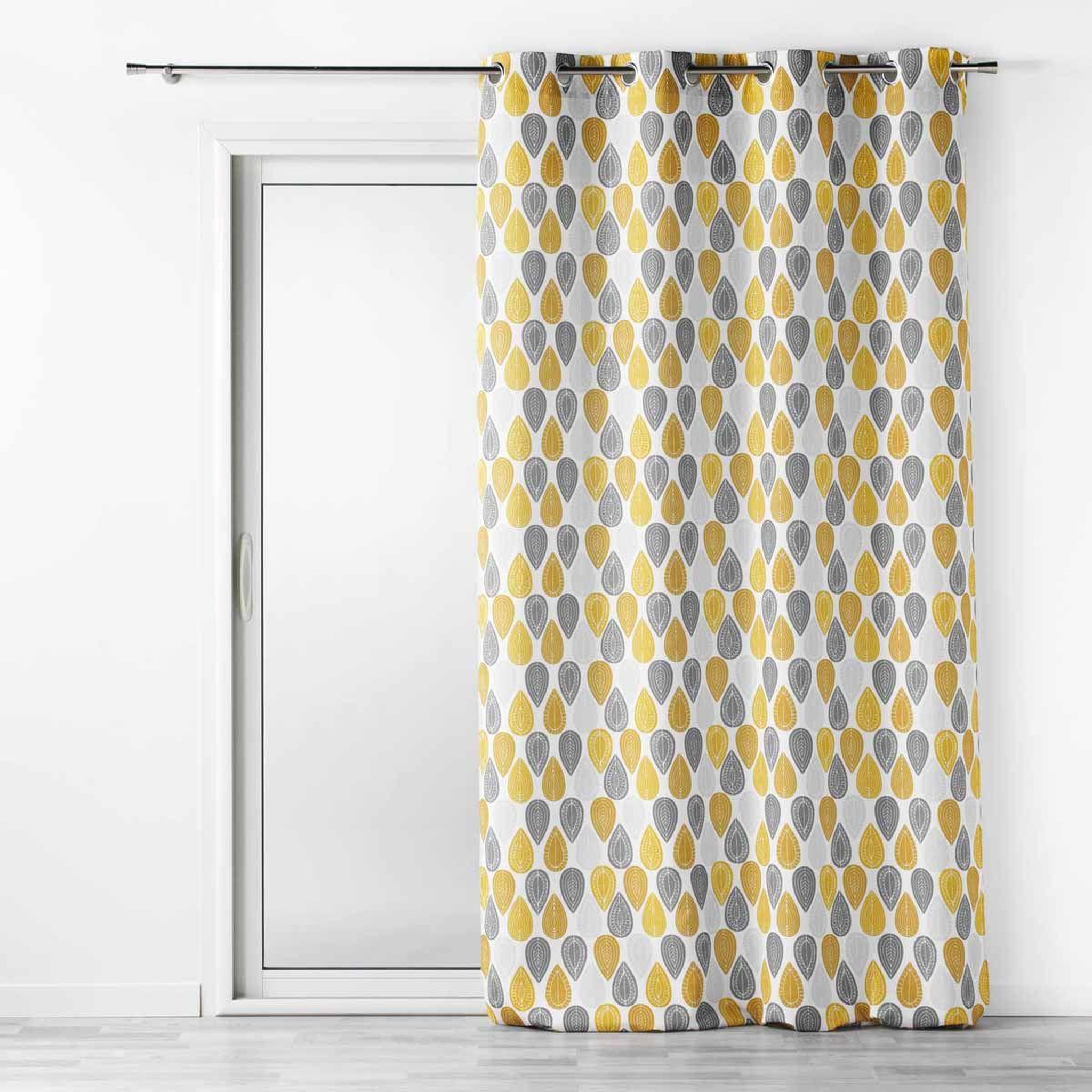 Douceur d'Intérieur Rideau à œillets imprimé  palpito  140x260cm jaune & blanc
