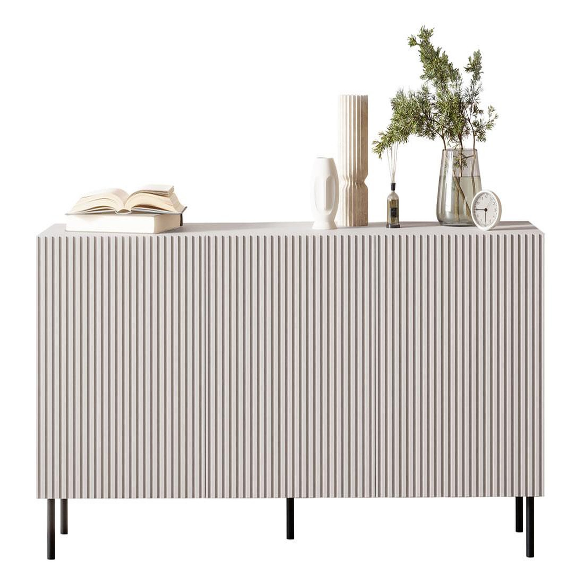 Voir la diapositive 2 : BEST MOBILIER Timote - buffet - écru - 3 portes - 156 cm