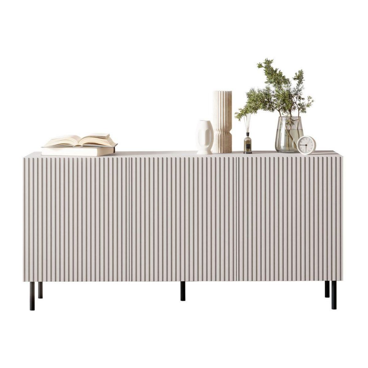 BEST MOBILIER Timote - buffet - écru - 3 portes - 156 cm