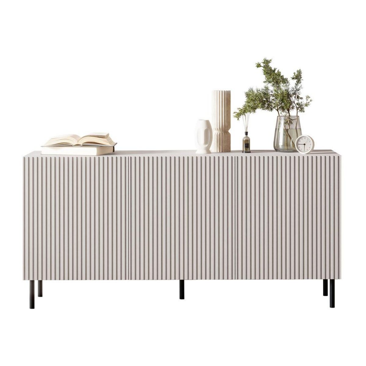 BEST MOBILIER Timote - buffet - écru - 3 portes - 156 cm