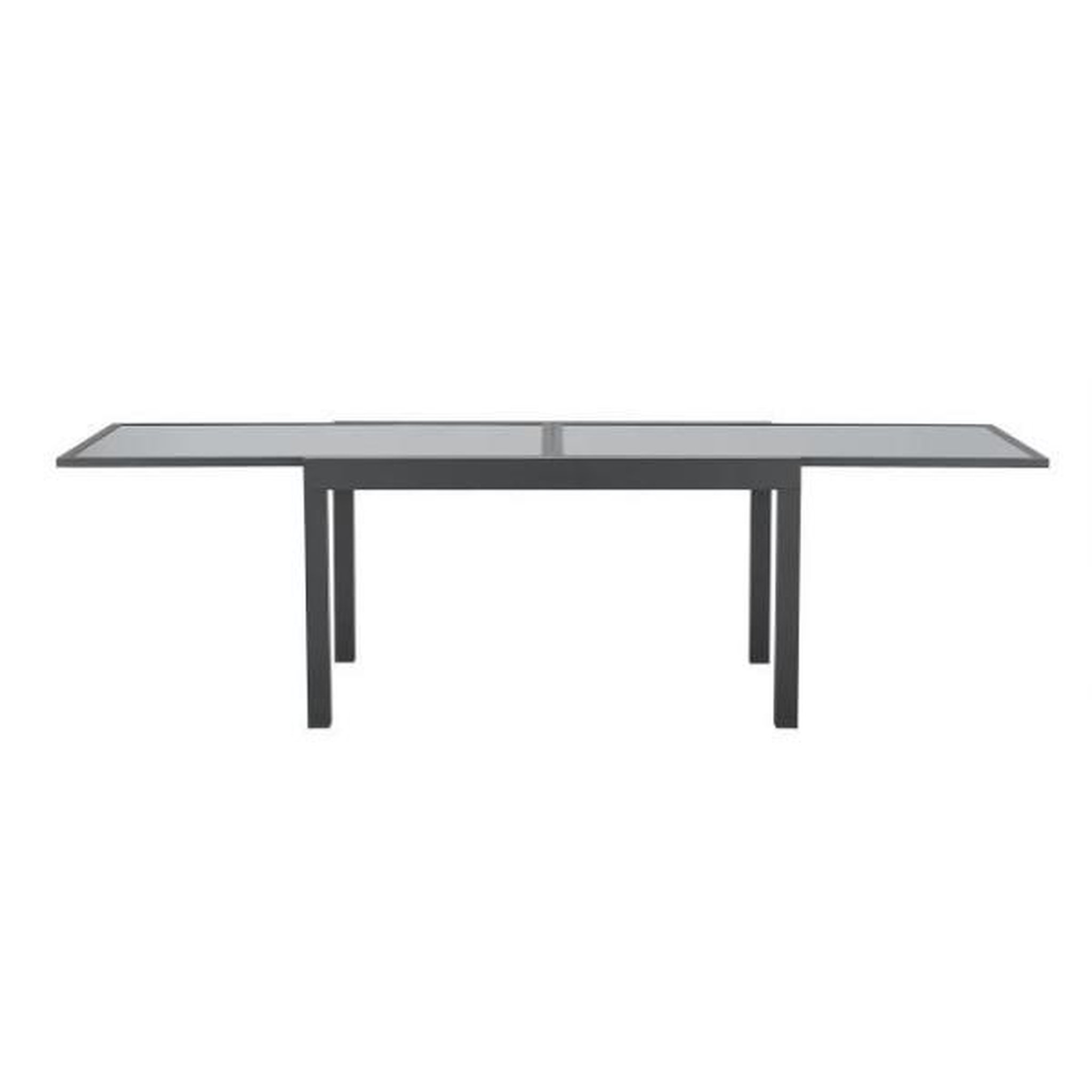 Voir la diapositive 5 : MARKET24 Table de jardin extensible rectangulaire 6 a 10 personnes - Structure aluminium - Plateau verre trempé - L 135-270 x H 75 x P 9