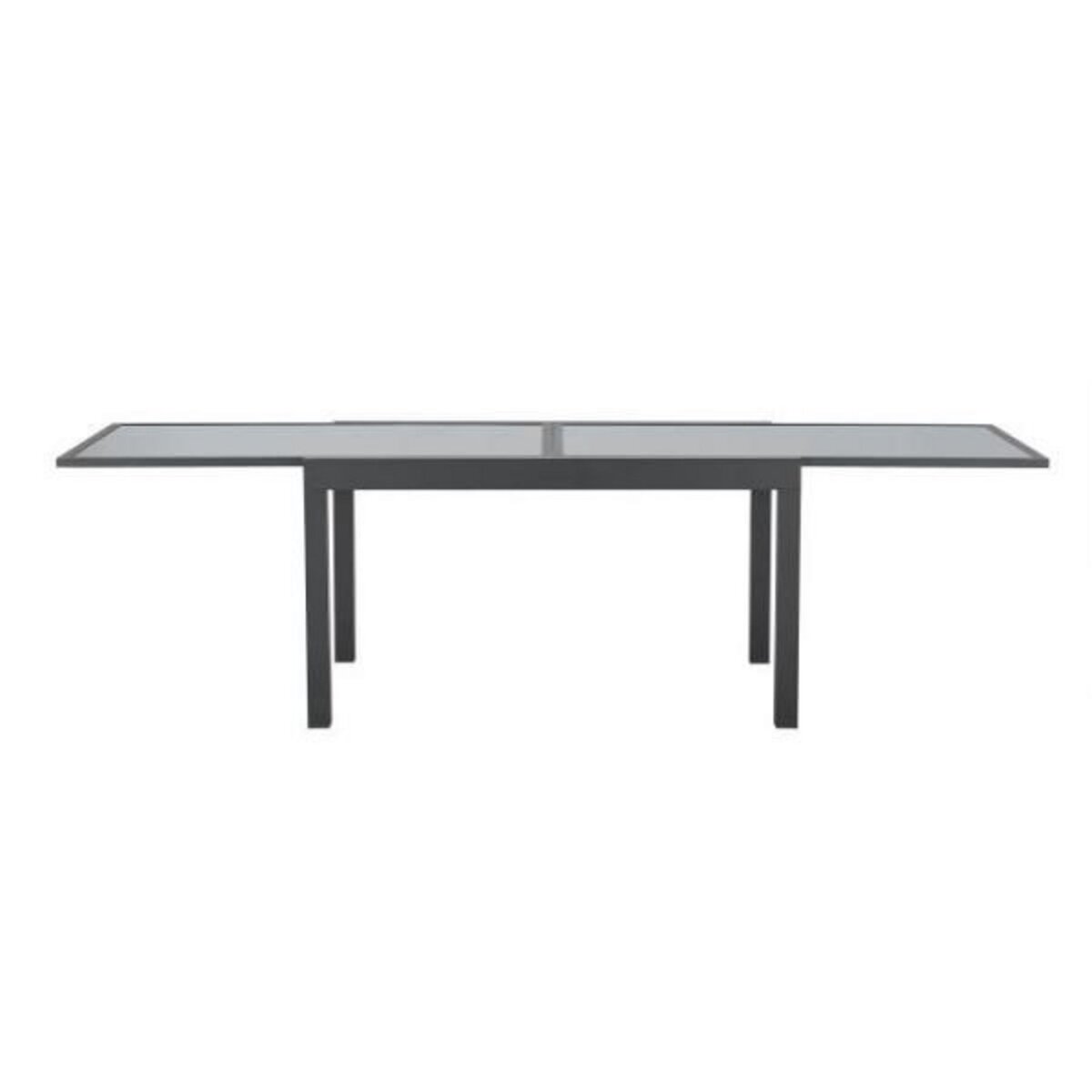 MARKET24 Table de jardin extensible rectangulaire 6 a 10 personnes - Structure aluminium - Plateau verre trempé - L 135-270 x H 75 x P 9