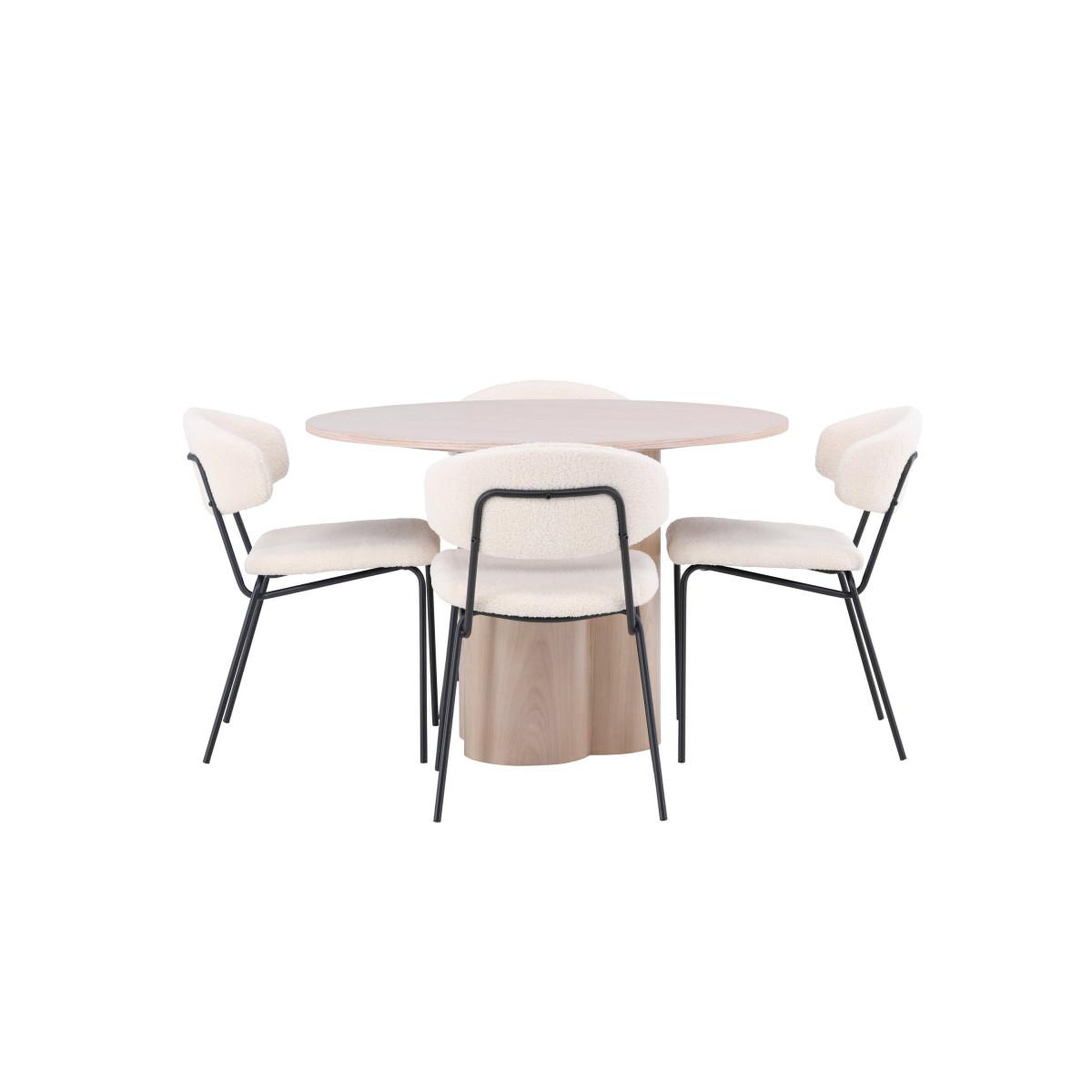 Voir la diapositive 2 : Paris Prix Ensemble table à manger & 4 chaises  olivia & chico  110cm naturel & blanc crème
