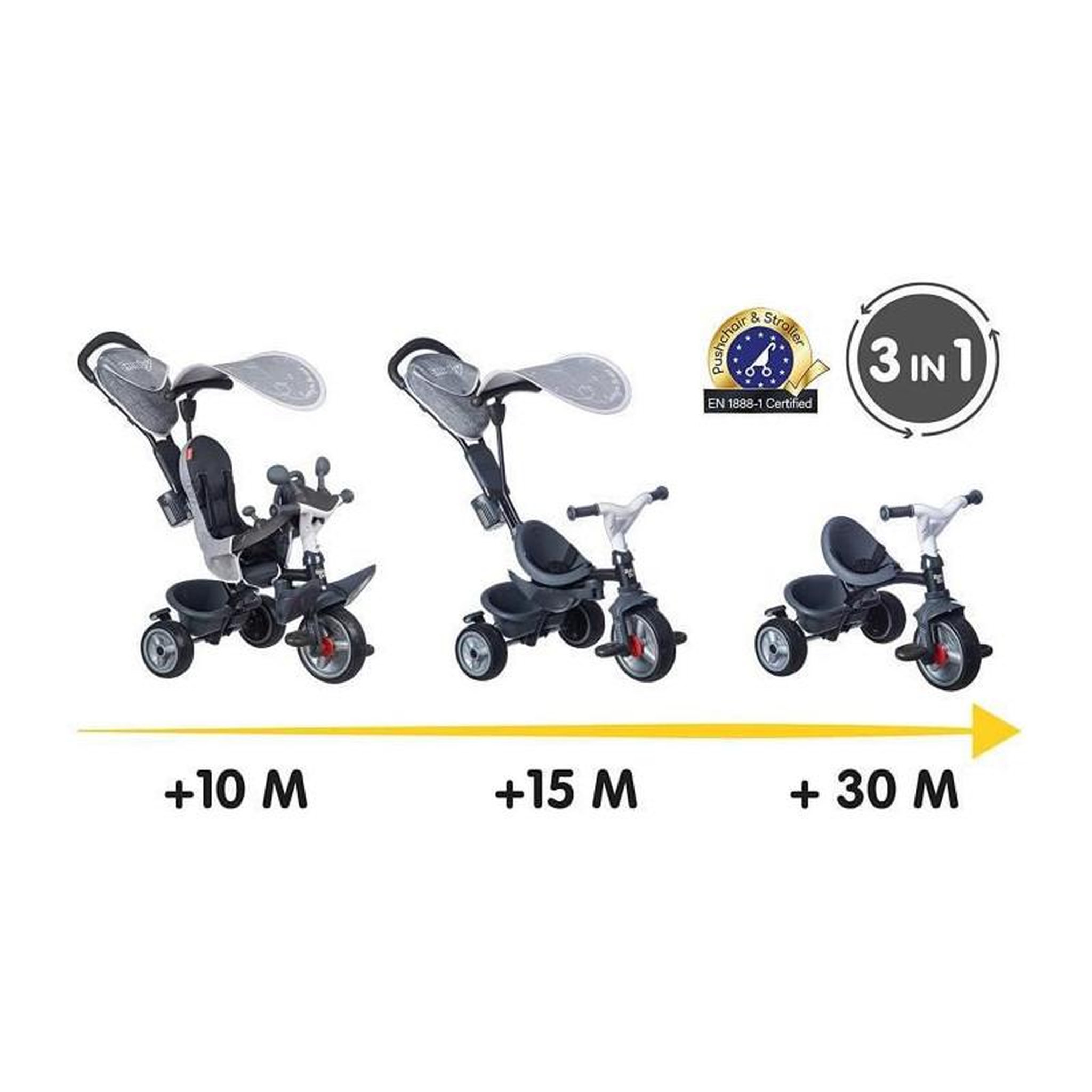 Voir la diapositive 3 : SMOBY Tricycle Smoby Baby Driver Plus Gris