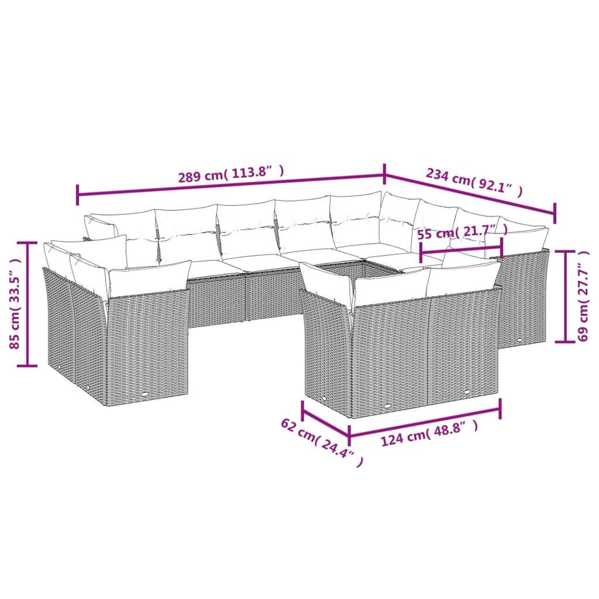 Voir la diapositive 3 : VIDAXL Salon de jardin avec coussins 12 pcs beige resine tressee