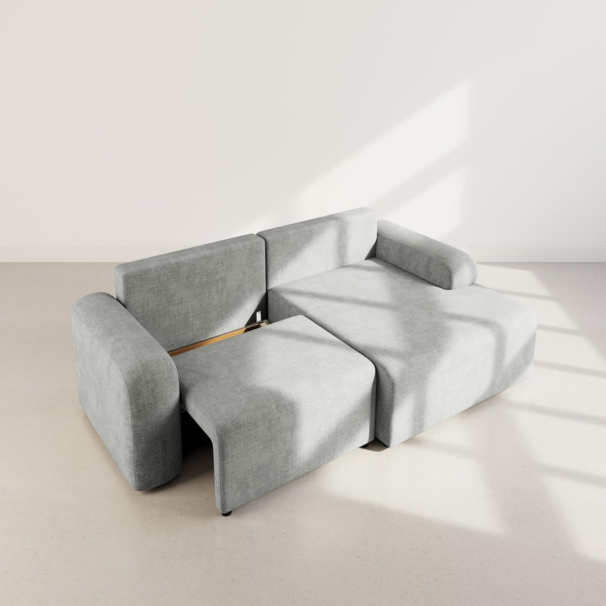 BEST MOBILIER Rebecca - canapé d'angle droit 4 places convertible avec coffre en velours texturé