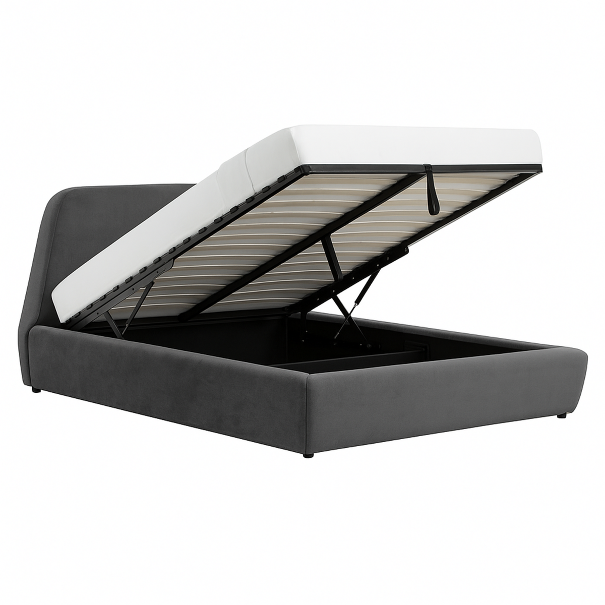 CONCEPT USINE Lit coffre - 180x200 cm - Velours gris NORKA