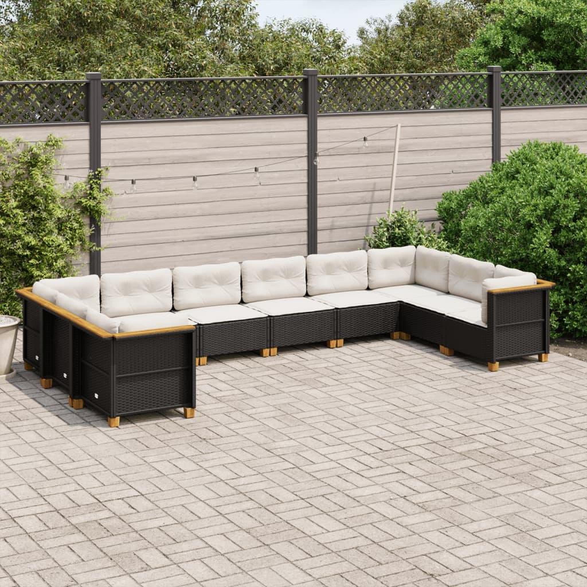 VIDAXL Salon de jardin 10 pcs avec coussins noir resine tressee