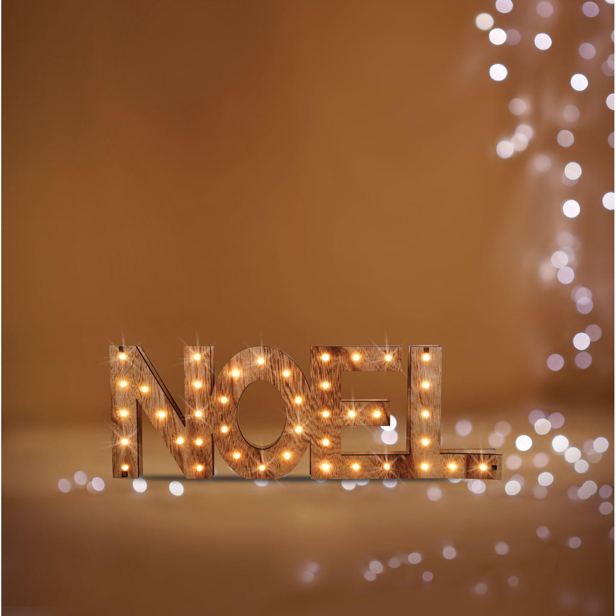 FEERIC LIGHT & CHRISTMAS Décoration lumineuse lettres noël - 44 x 3 x 15 cm - marron