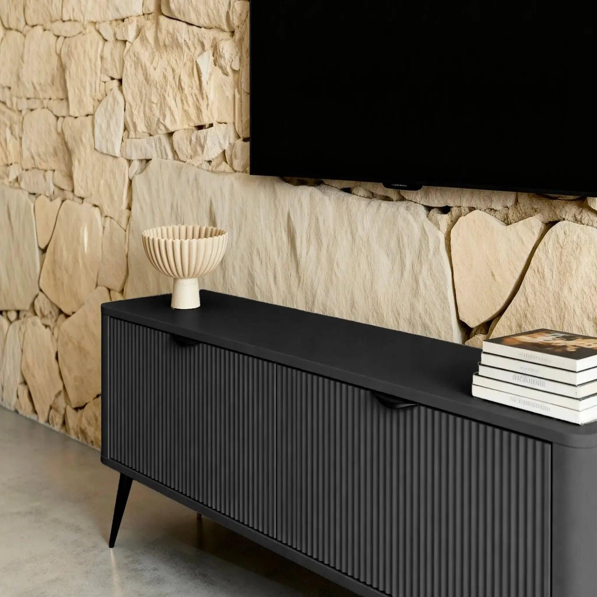 Voir la diapositive 5 : CASANOVA PARIS Joudy mini - mini meuble tv 163cmeffet rainuré