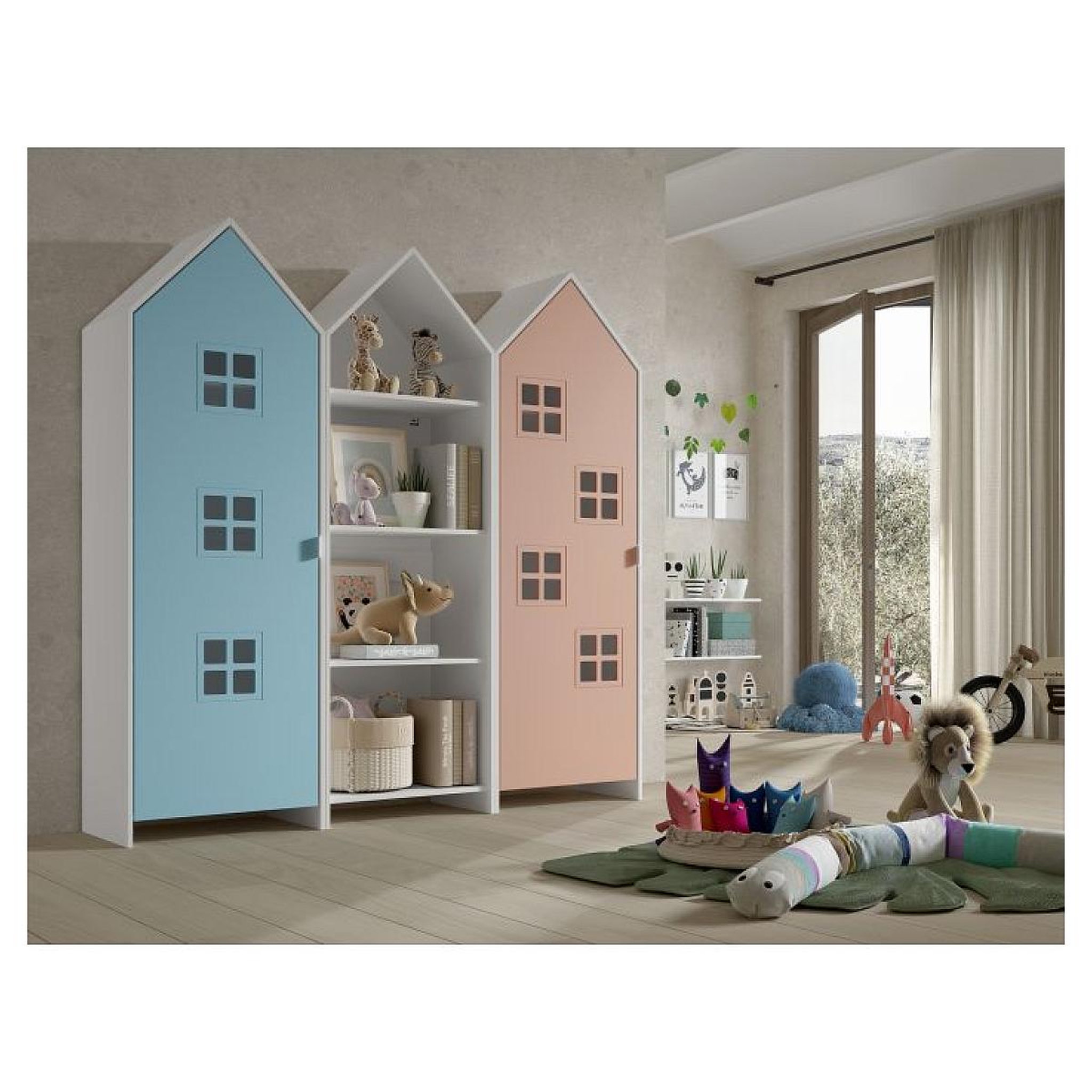 Voir la diapositive 2 : Vipack Combinaison D'armoires 3 Parties Casami Bruges bleu rose