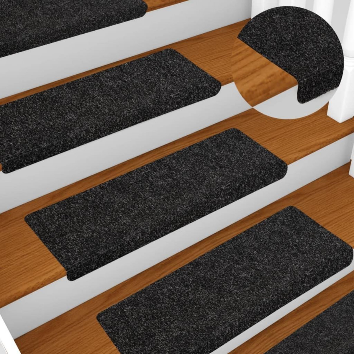 VIDAXL Tapis de marches d'escalier 5 pcs Noir 65x21x4 cm Aiguillete