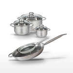 ELO Lot de 2 Poêles 24/32 cm et 3 Faitouts 12/16/20 cm Elo Relief Solution