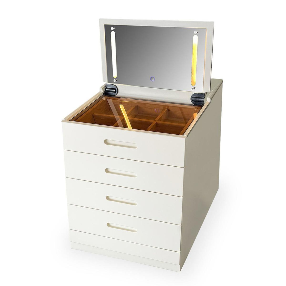 Paris Prix Coiffeuse Compacte Avec Miroir LED  Clarissa XL  80cm Blanc