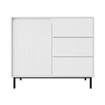 BEST MOBILIER Girona - buffet bas - blanc - 3 tiroirs et 1 porte - 103 cm. Coloris disponibles : Blanc