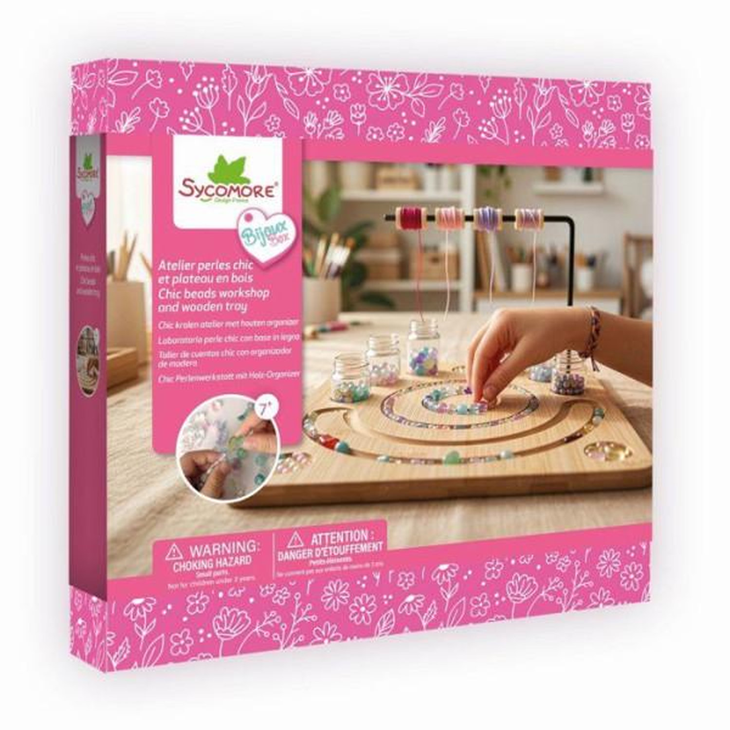 Atelier bijoux SYCOMORE Perles Chic et Plateau Bois Perles en verre Plateau de création - vue 2