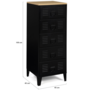 Voir la diapositive 5 : ID MARKET Chiffonnier 5 tiroirs ESTER 40 cm métal noir et plateau façon hêtre design industriel