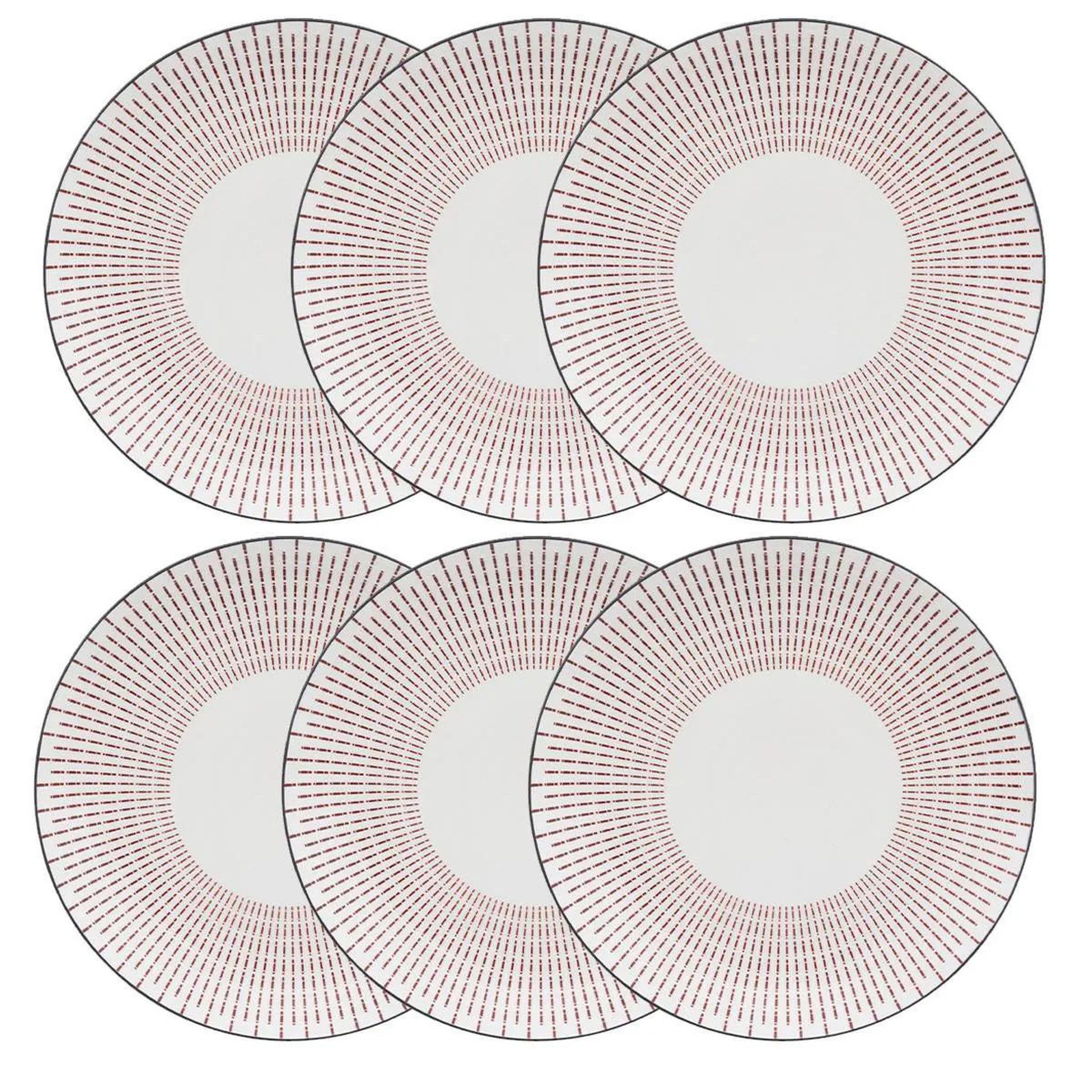 SECRET DE GOURMET Lot de 6 assiettes à dessert porcelaine  lunis  19cm rouge