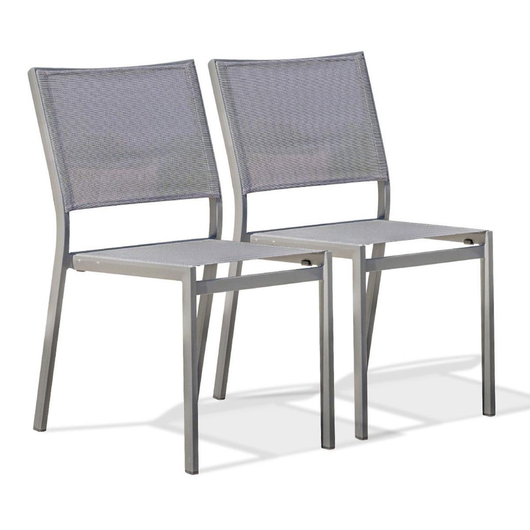 DCB GARDEN Lot de 2 Chaises de Jardin Empilables  Stockholm  84cm Gris Anthracite