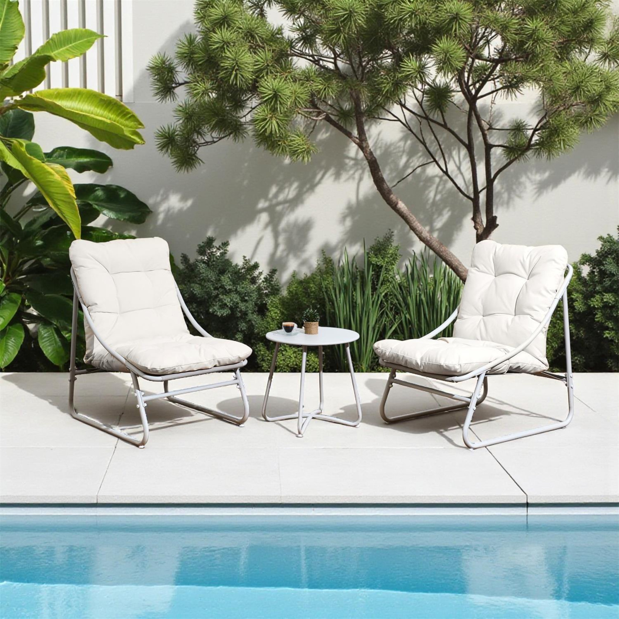 Voir la diapositive 4 : The Home Deco Factory Salon de jardin en acier 2 places antibes - beige