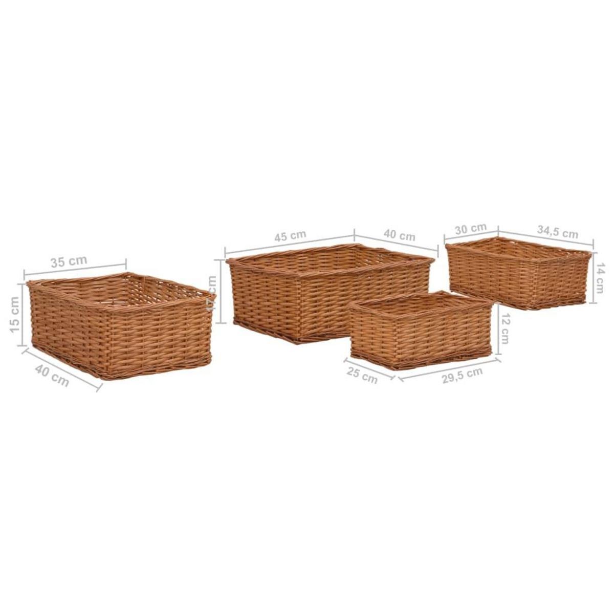 VIDAXL Ensemble de paniers gigognes 4 pcs Marron Saule