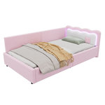 MERAX Lit simple rembourré 90x200cm. Coloris disponibles : Rose, Blanc