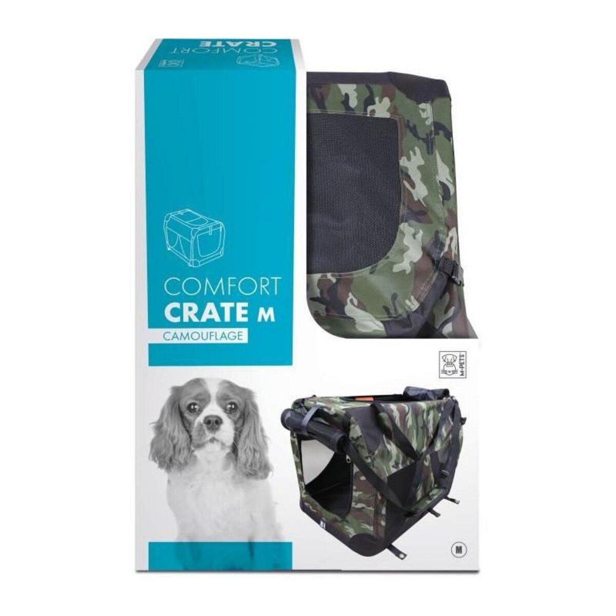 M PETS Caisse de transport - M PETS - COMFORT CRATE M - Camouflage - Pliable - Cadre métallique - Grilles d'aération