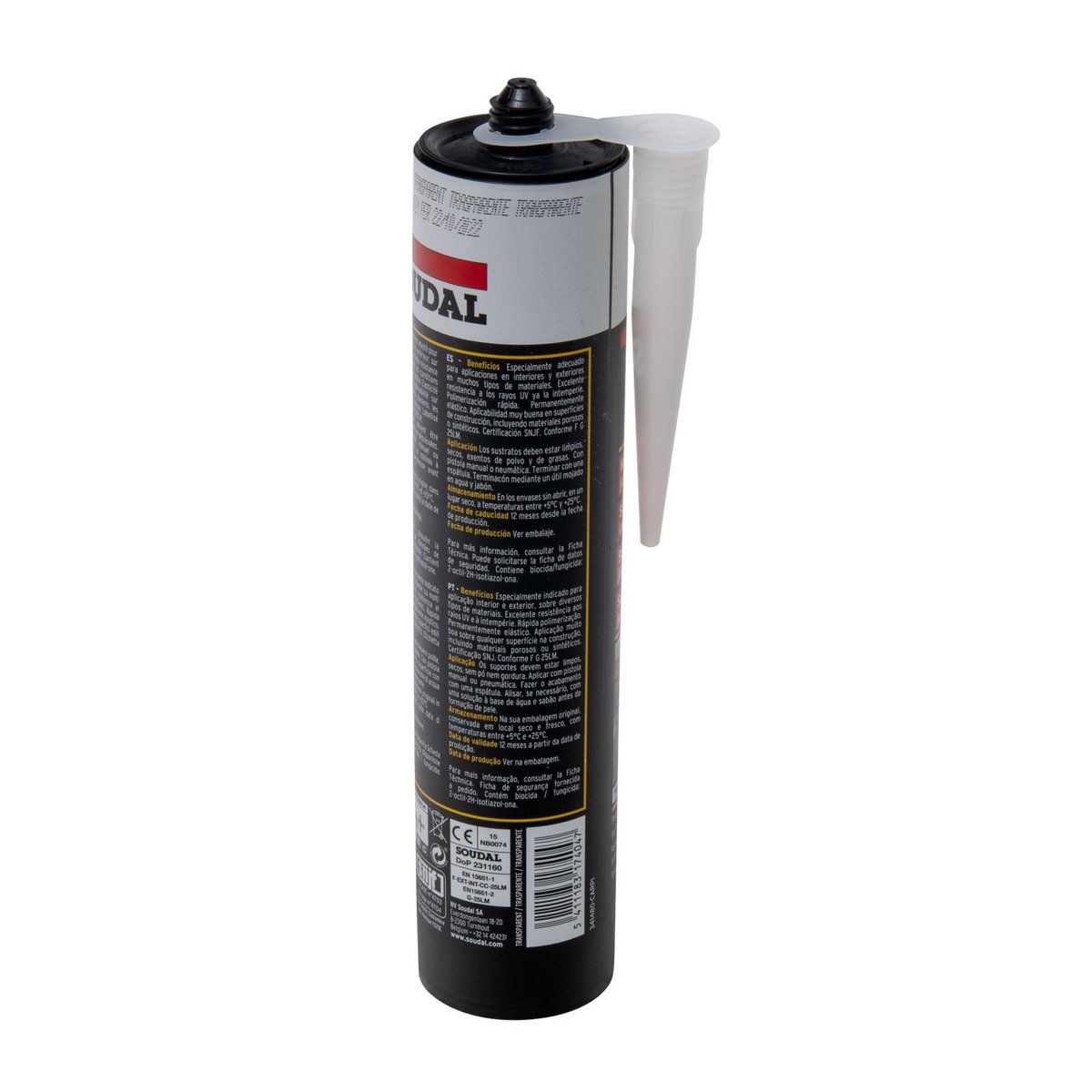 Soudal Cartouche de mastic silicone transparent neutre 300ml Soudal