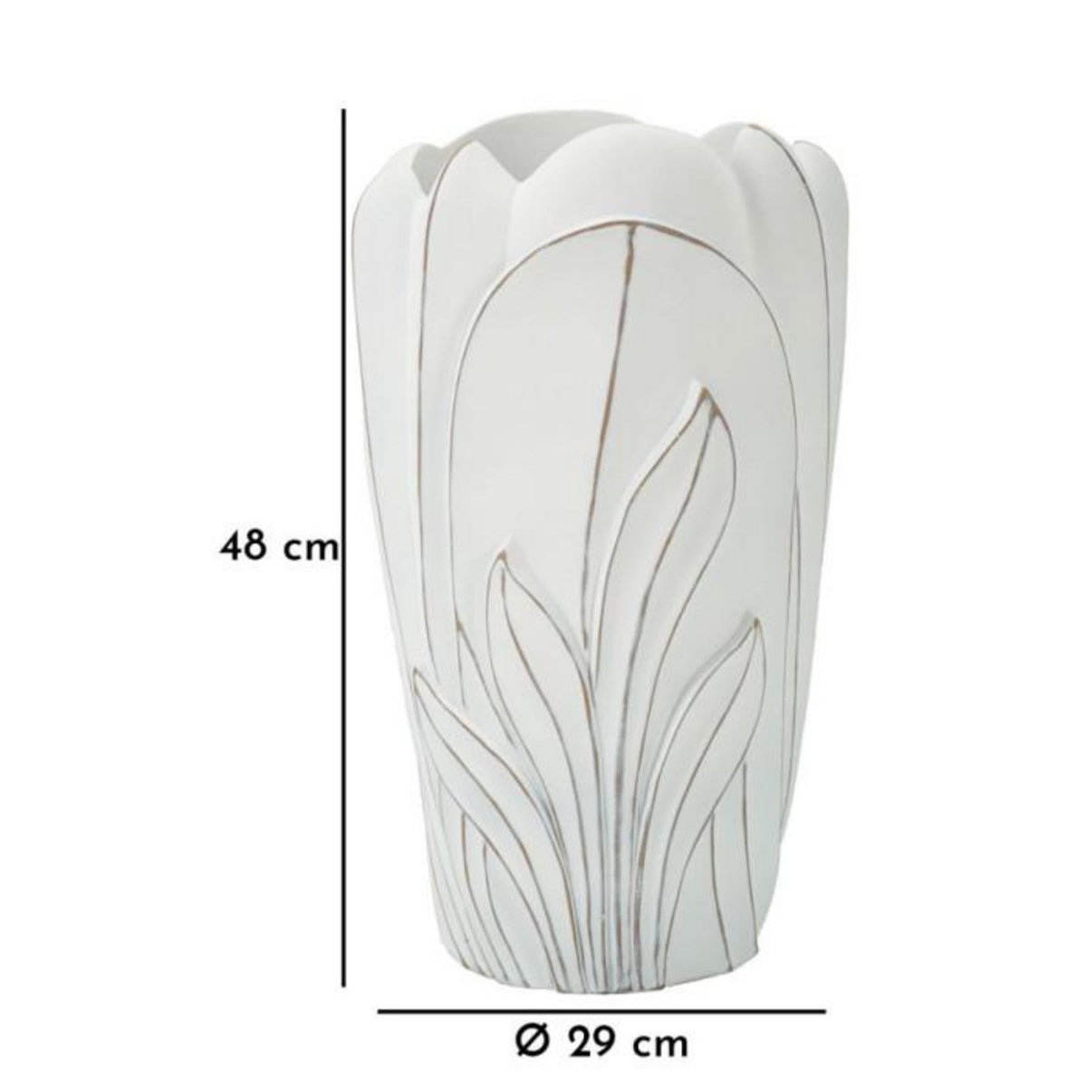 Paris Prix Vase Déco en Résine  Gardy  48cm Blanc