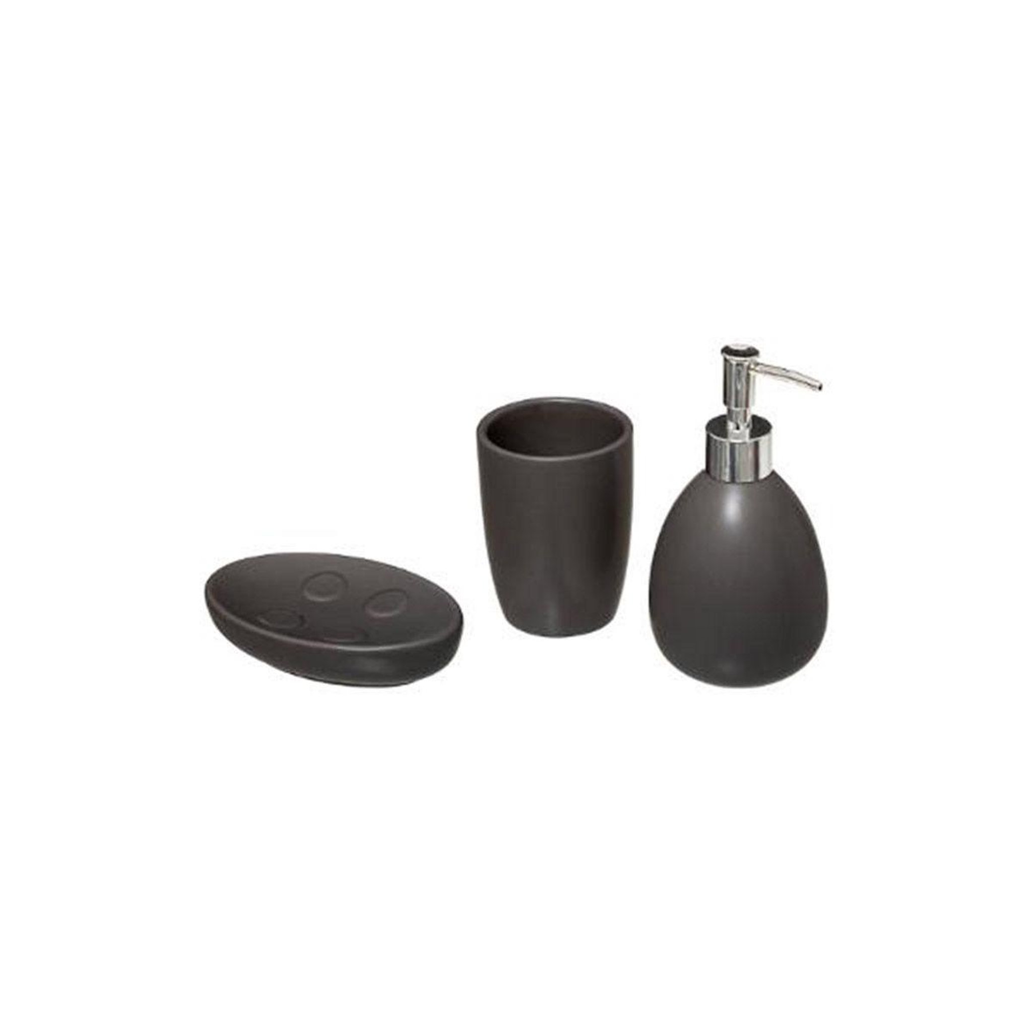 Voir la diapositive 1 : FIVE Set de 3 accessoires salle de bain  sun  14cm gris mat