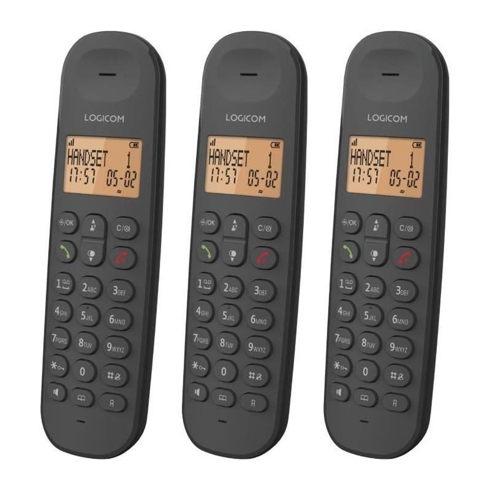 Voir la diapositive 3 : Logicom Téléphone fixe sans fil - LOGICOM - DECT ILOA 350 TRIO - Noir - Sans répondeur