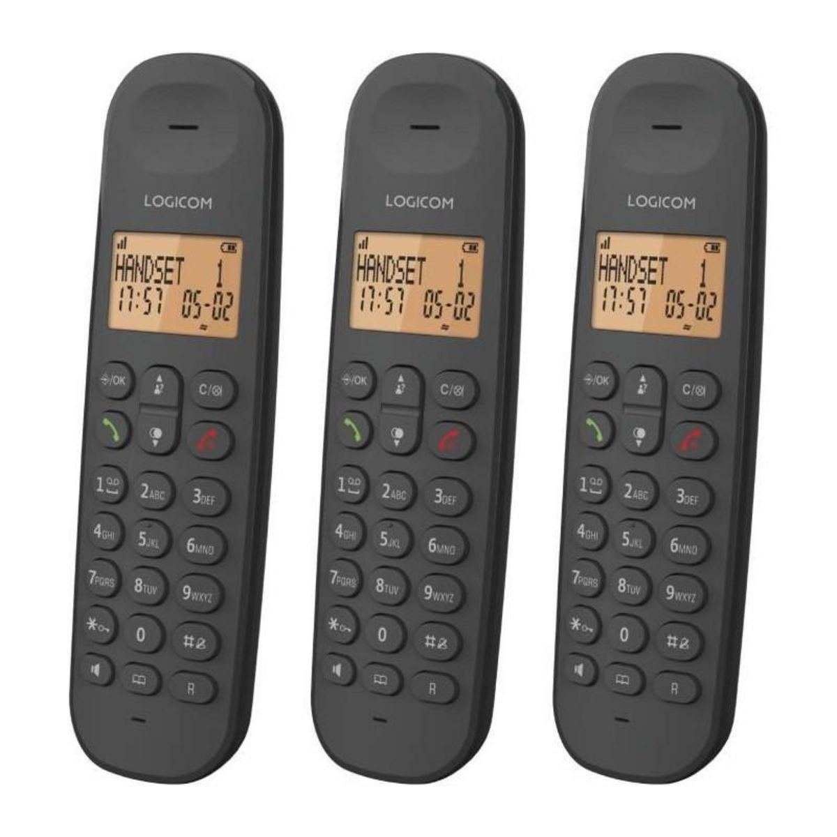 Logicom Téléphone fixe sans fil - LOGICOM - DECT ILOA 350 TRIO - Noir - Sans répondeur