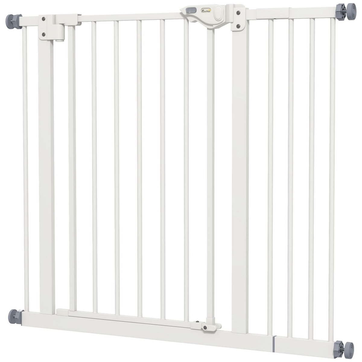 PAWHUT Barrière de sécurité chien - porte double verrouillage - L.94 cm max. - sans perçage - métal blanc