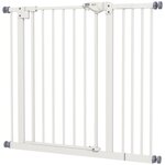 PAWHUT Barrière de sécurité chien - porte double verrouillage - L.94 cm max. - sans perçage - métal blanc