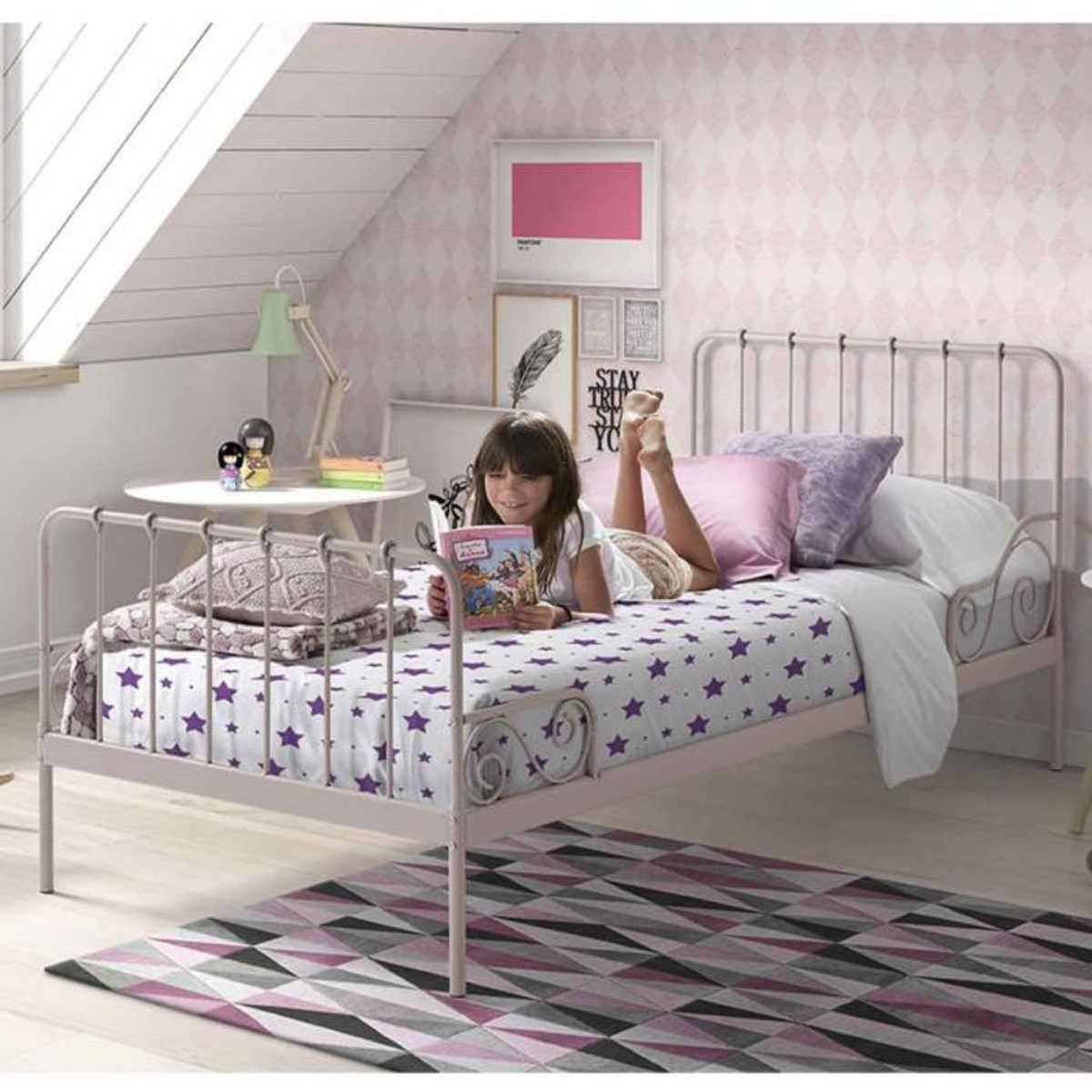 Paris Prix Lit Enfant  Alice  90x200cm Rose