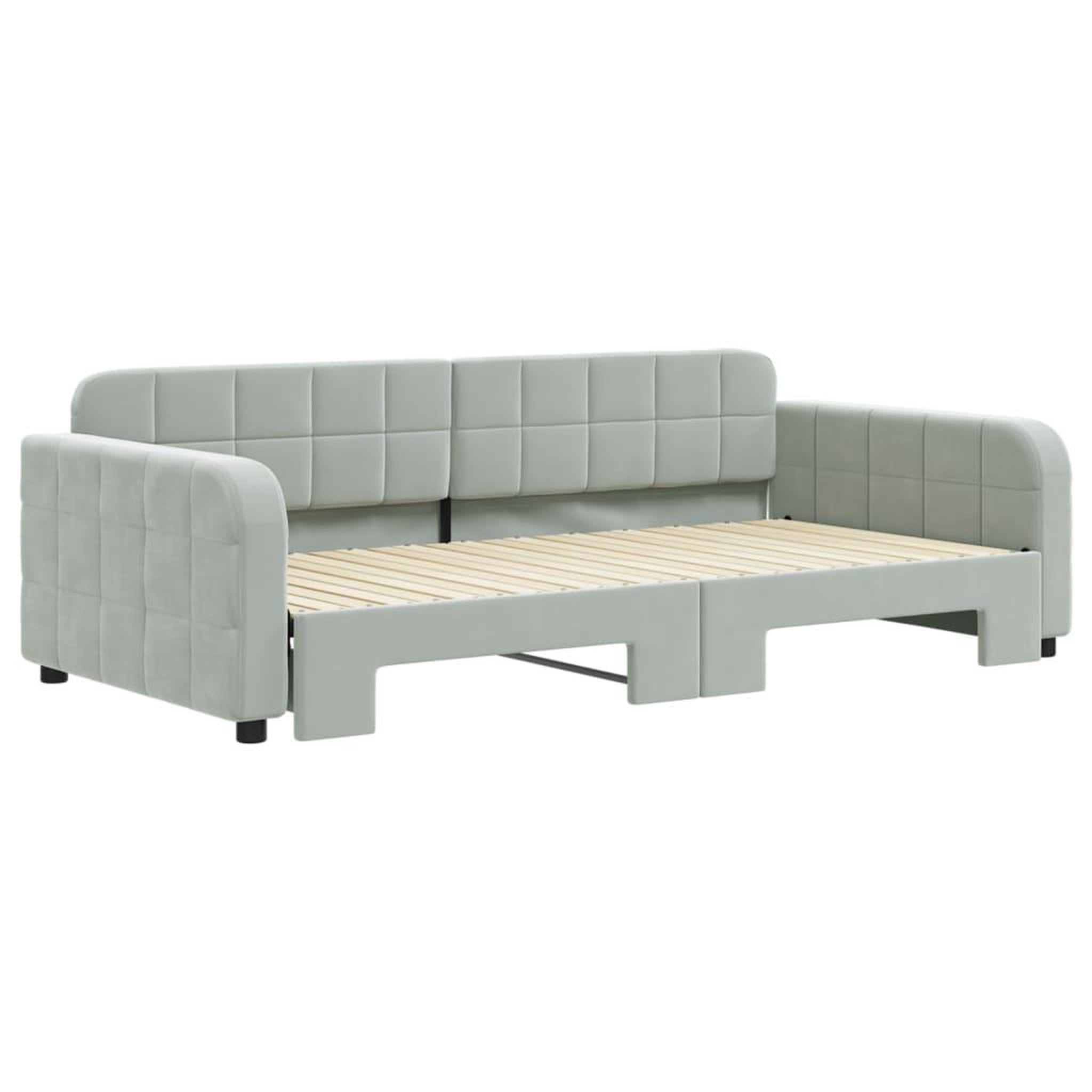Voir la diapositive 3 : VIDAXL Lit de jour avec gigogne sans matelas gris clair 100x200 cm
