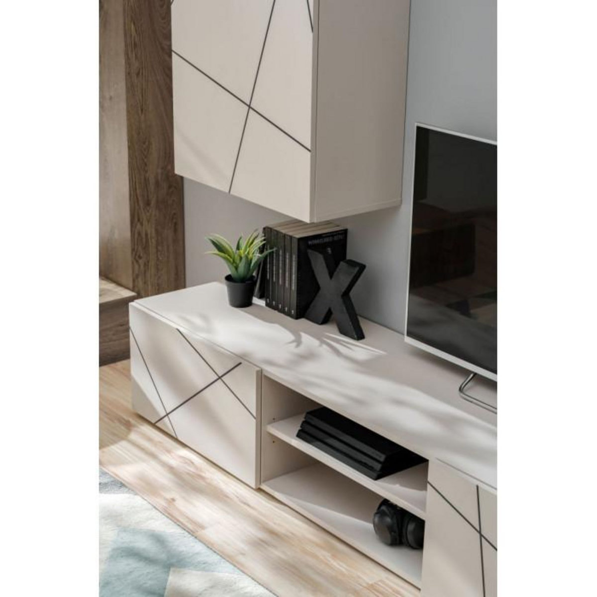 Paris Prix Ensemble Meuble TV 2P  Geo  180cm Beige