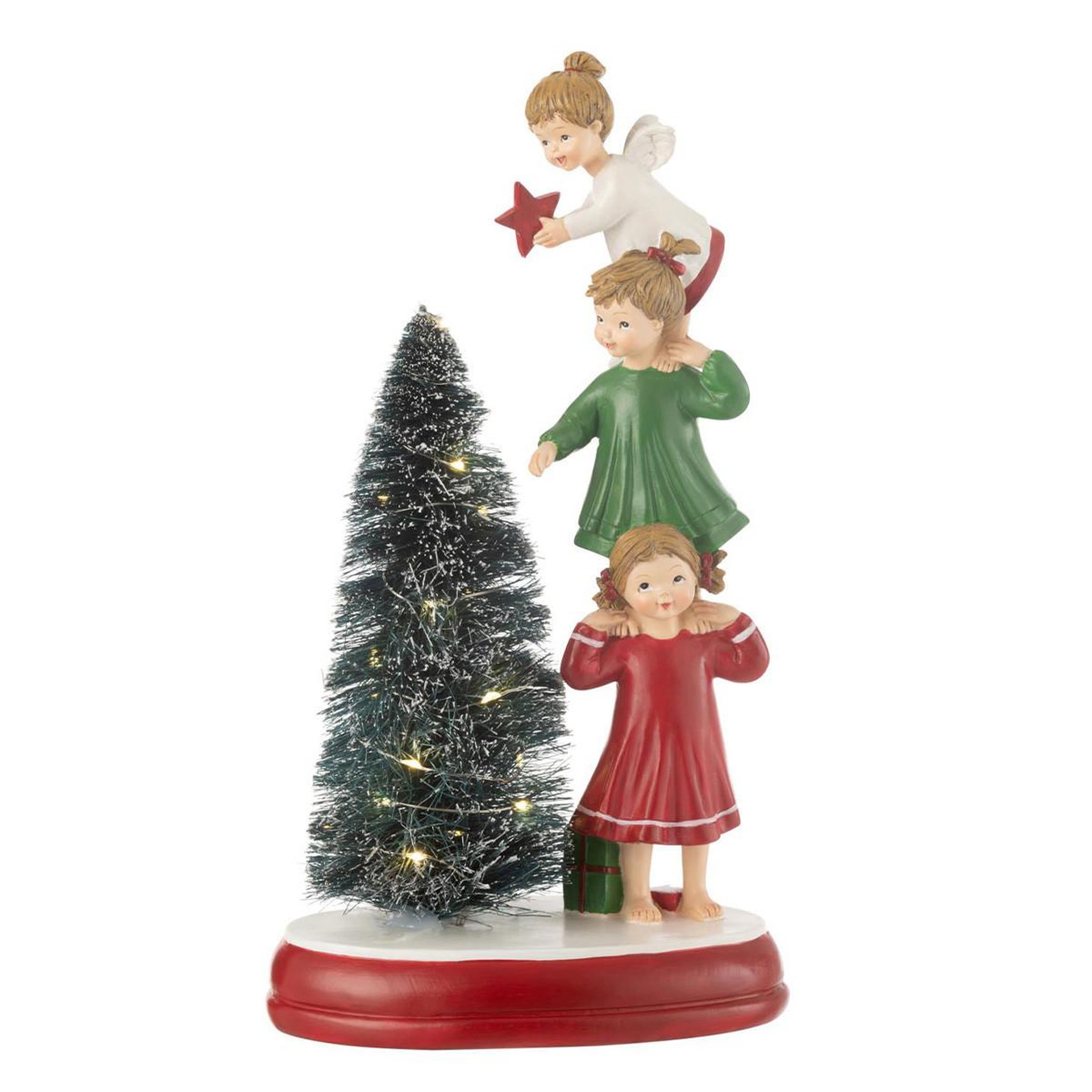 J-LINE Déco de noël à led  sapin & anges  30cm multicolore