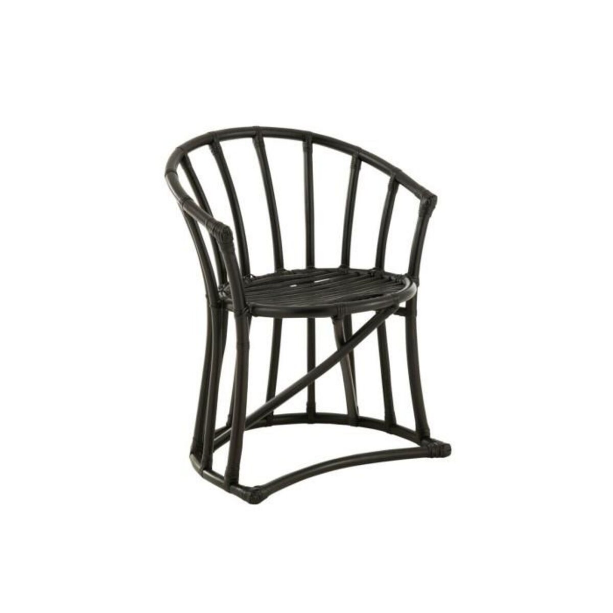 Paris Prix Chaise Rotin & Coussin  Howard  70cm Noir