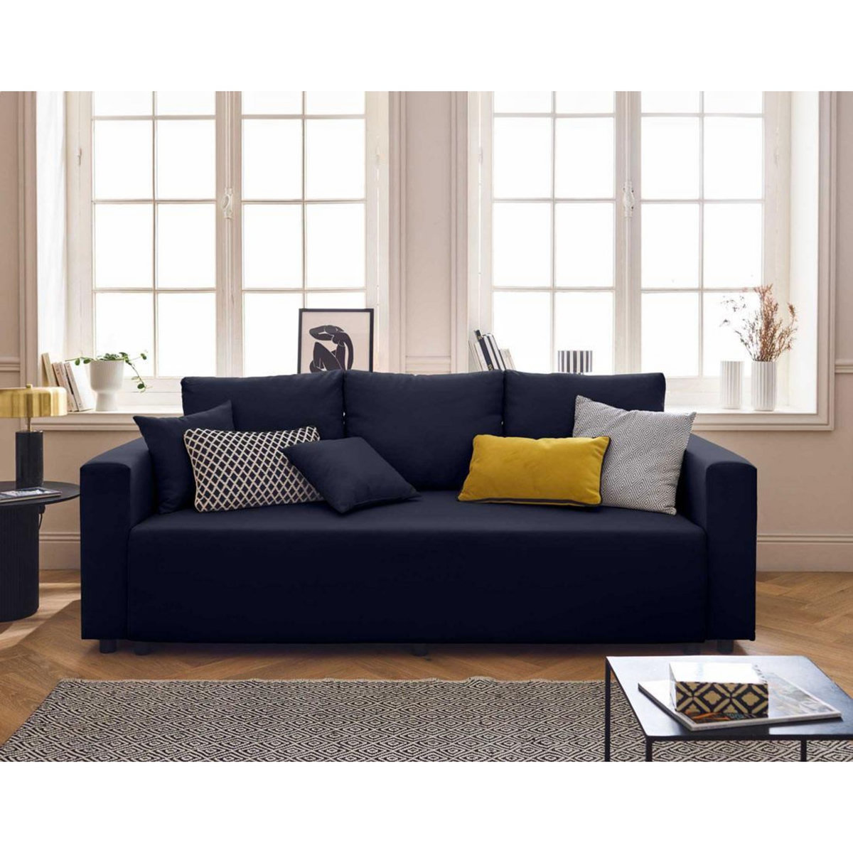 BEST MOBILIER Regala - canapé 3 places - convertible avec coffre - en tissu